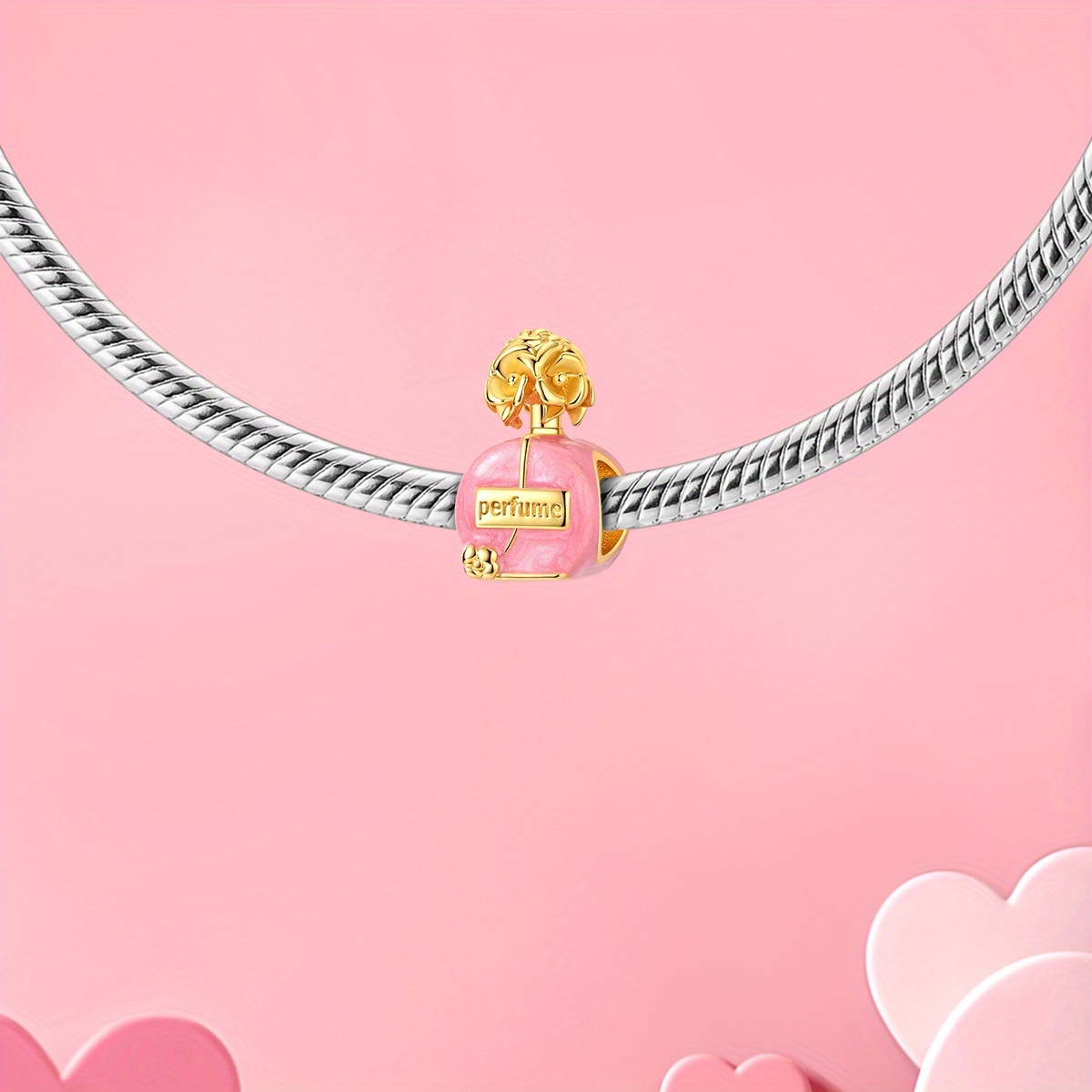 Golden Camellia Perfume Charm, Stylish Copper and Silver-Plated